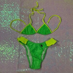 Rasurel Neon Green & Yellow Sporty Triangle Bikini Set ★彡